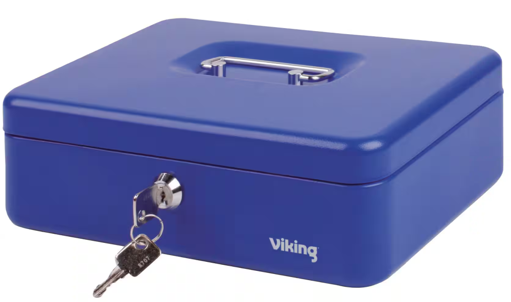 Kasetka na pieniądze Viking, 262x192x82mm, niebieski