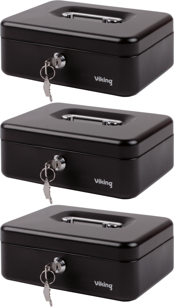 3x Kasetka na pieniądze Viking, 207x157x77mm, czarny