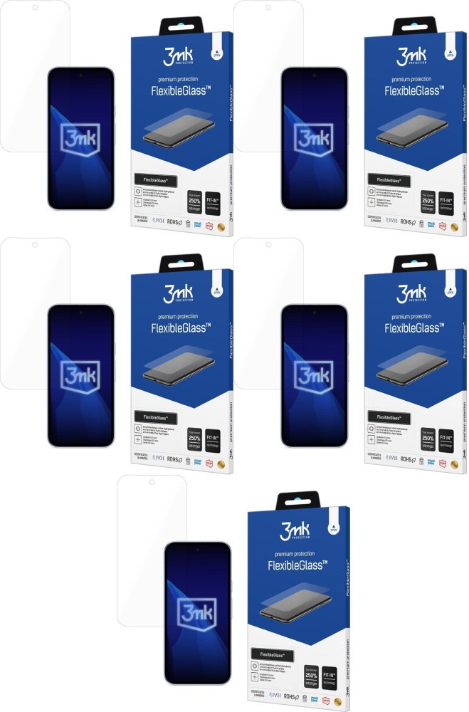 5x Szkło hybrydowe 3mk FlexibleGlass, do Google Pixel 10A