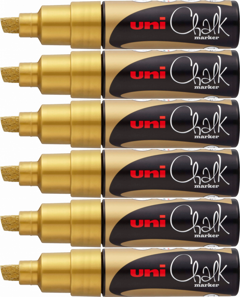 6x Marker kredowy Uni PWE-8K, ścięta, złoty