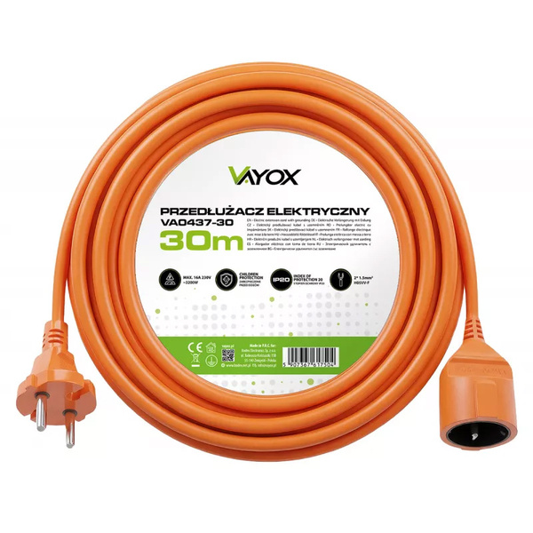 Przedłużacz ogrodowy-pomarańczowy 1 GN H05VV-F 2x1,5x30m IP20