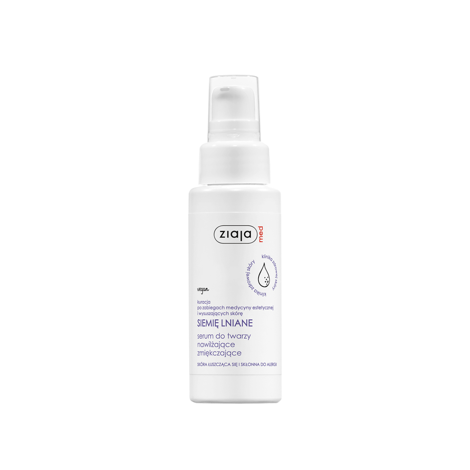 Ziaja med - kuracja siemieniem lnianym serum do twarzy nawilżające zmiękczające, 50 ml