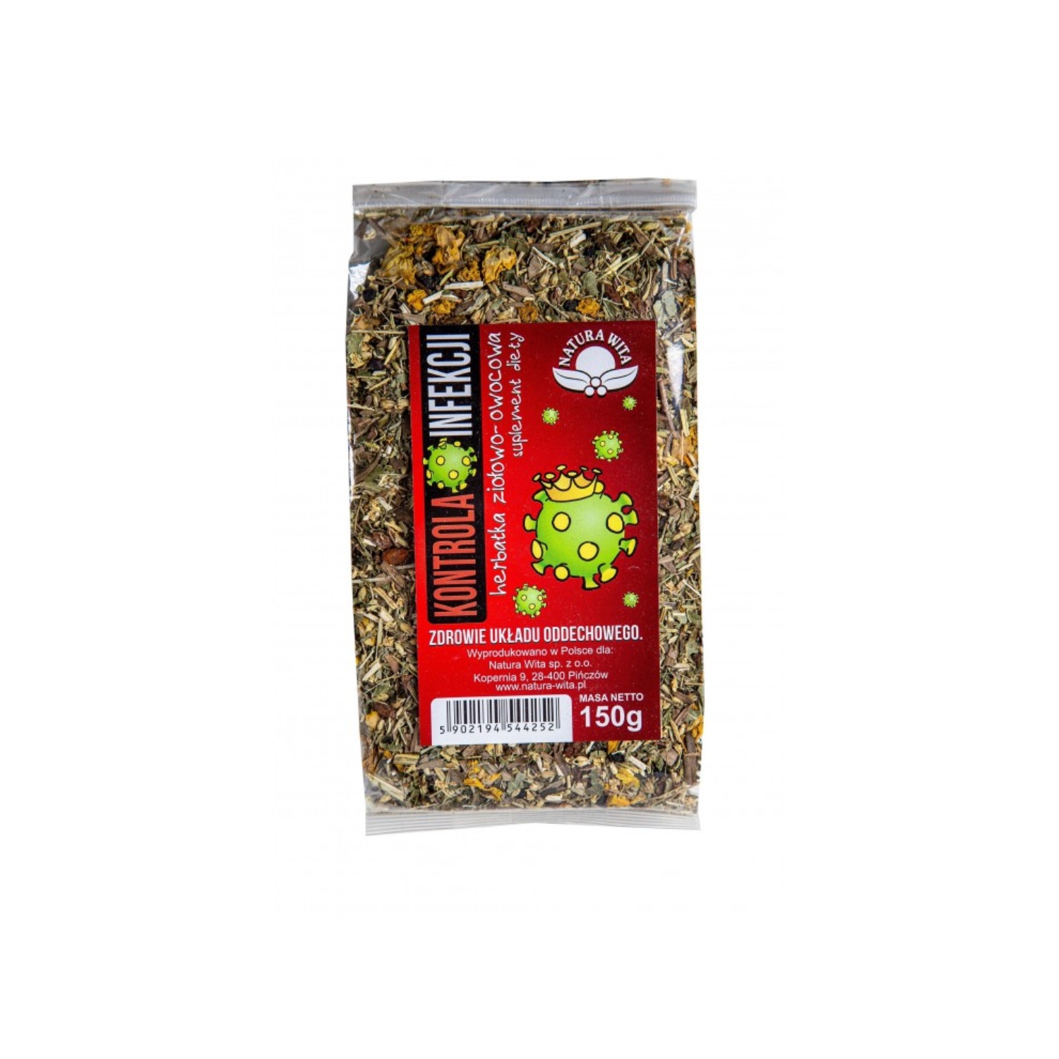 Natura wita herbatka ziołowo-owocowa kontrola infekcji, 150 g (data ważności: 30.09.2026)