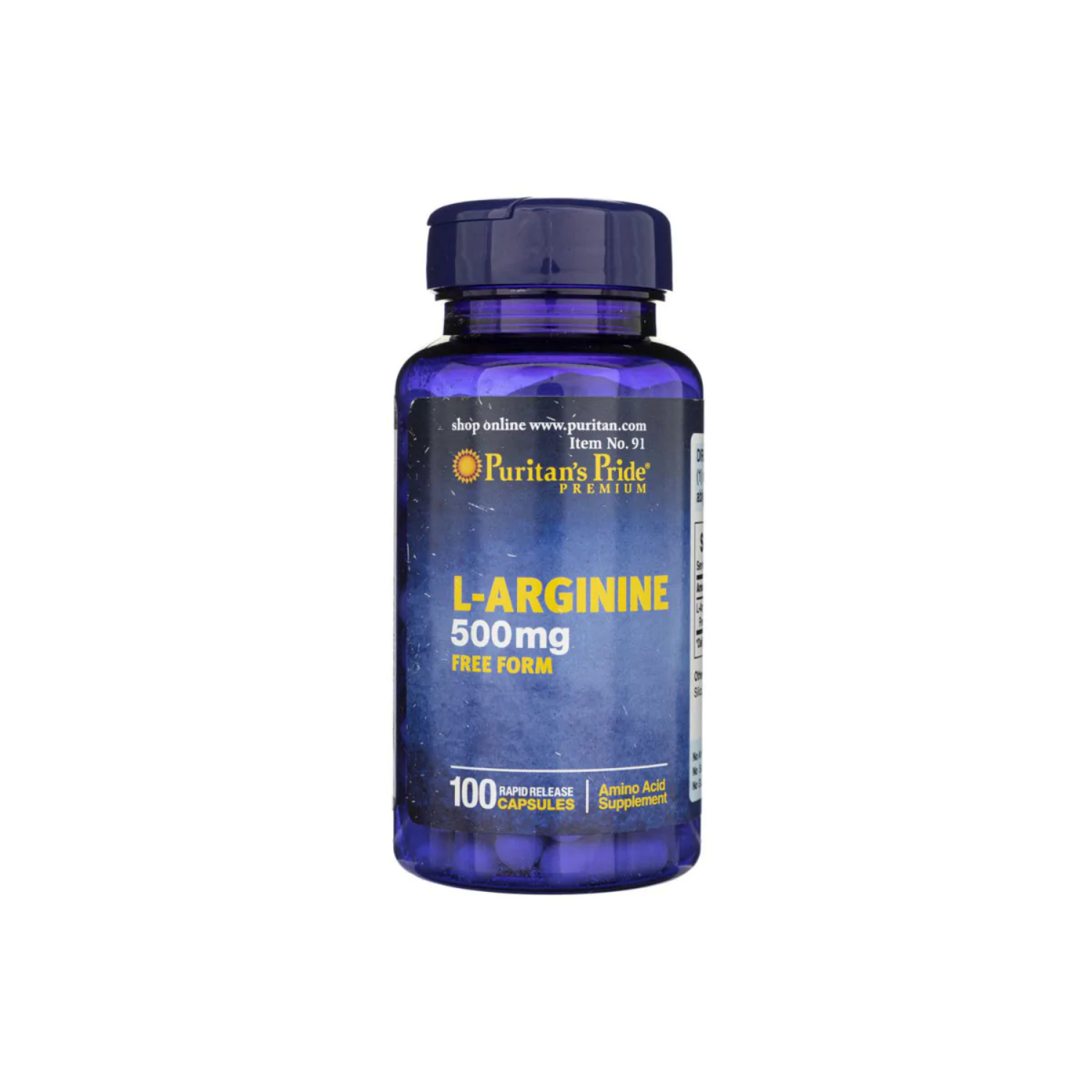Puritan's pride - l-arginine, wsparcie budowy masy mięśniowej (500 mg), 100 kapsułek (data ważności: 30.09.2026)
