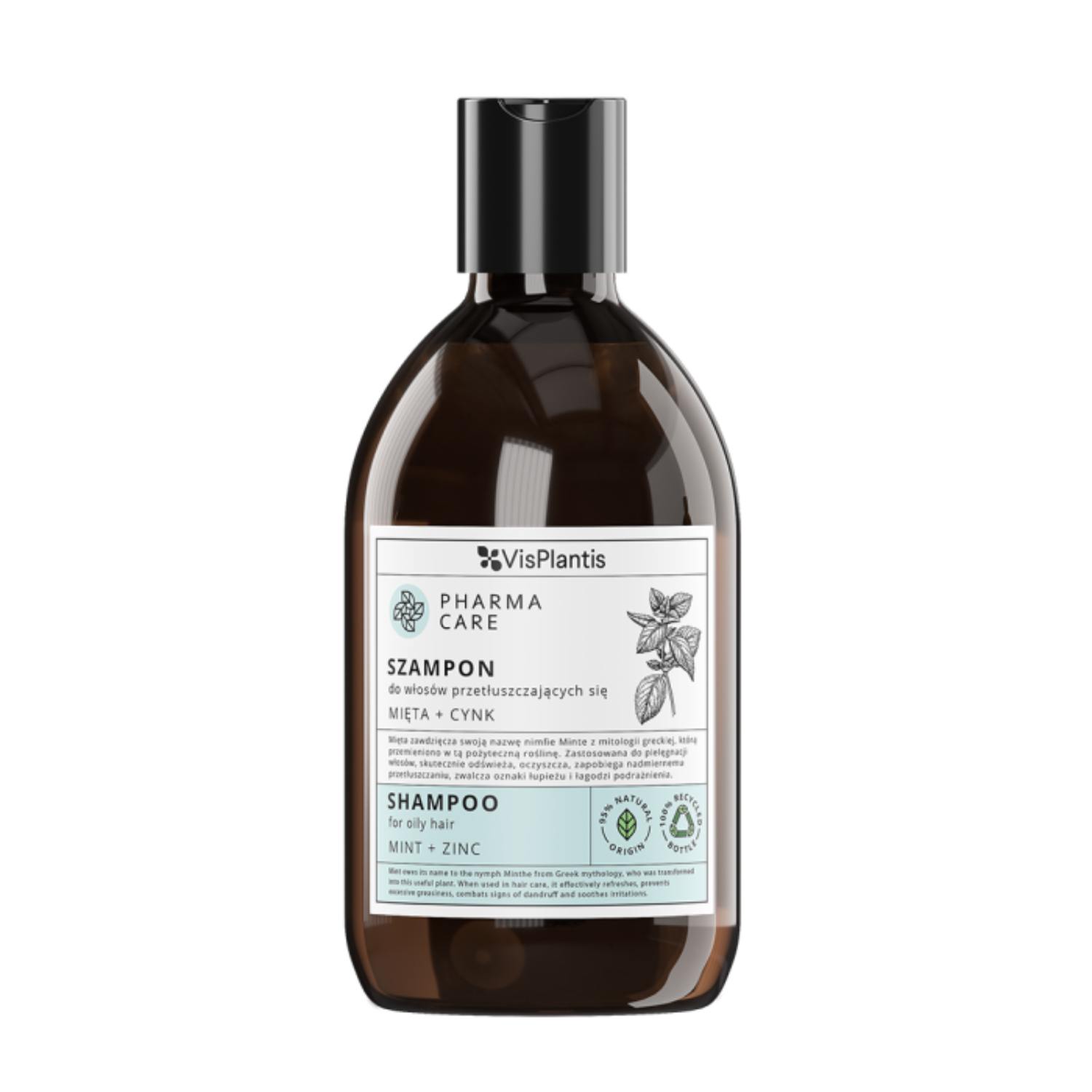 Vis plantis pharma care - szampon do włosów przetłuszczających się, mięta i cynk, 500 ml