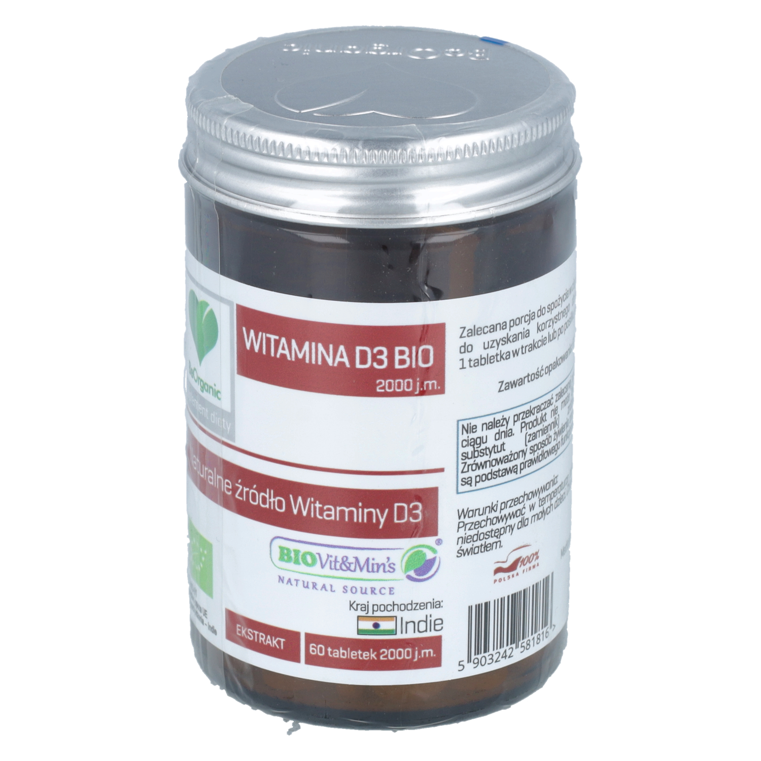 Beorganic witamina d3 bio 2000 j.m., 60 tabletek (data ważności: 30.09.2026)