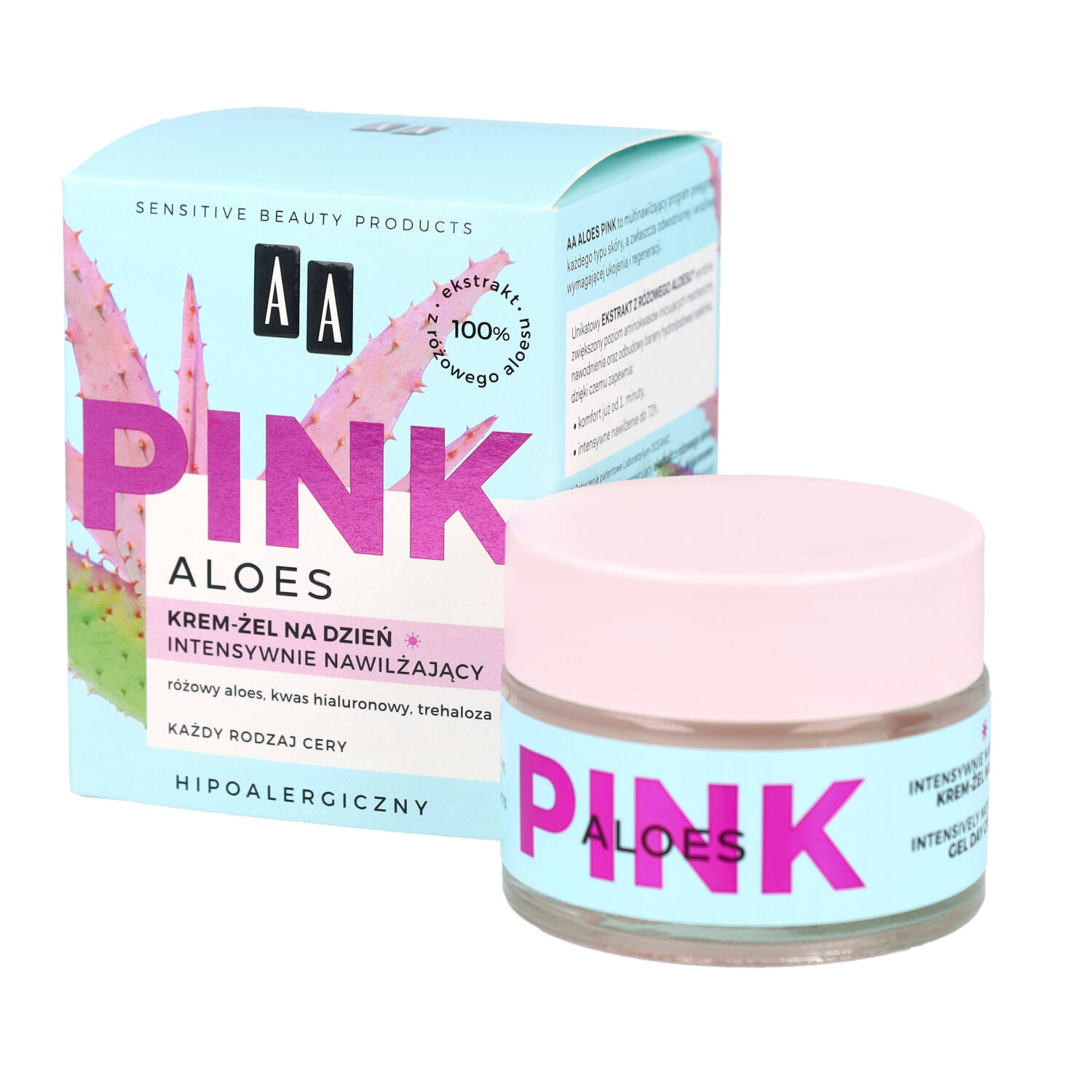 Aa aloes pink - intensywnie nawilżający krem na dzień, 50 ml (data ważności: 30.09.2026)