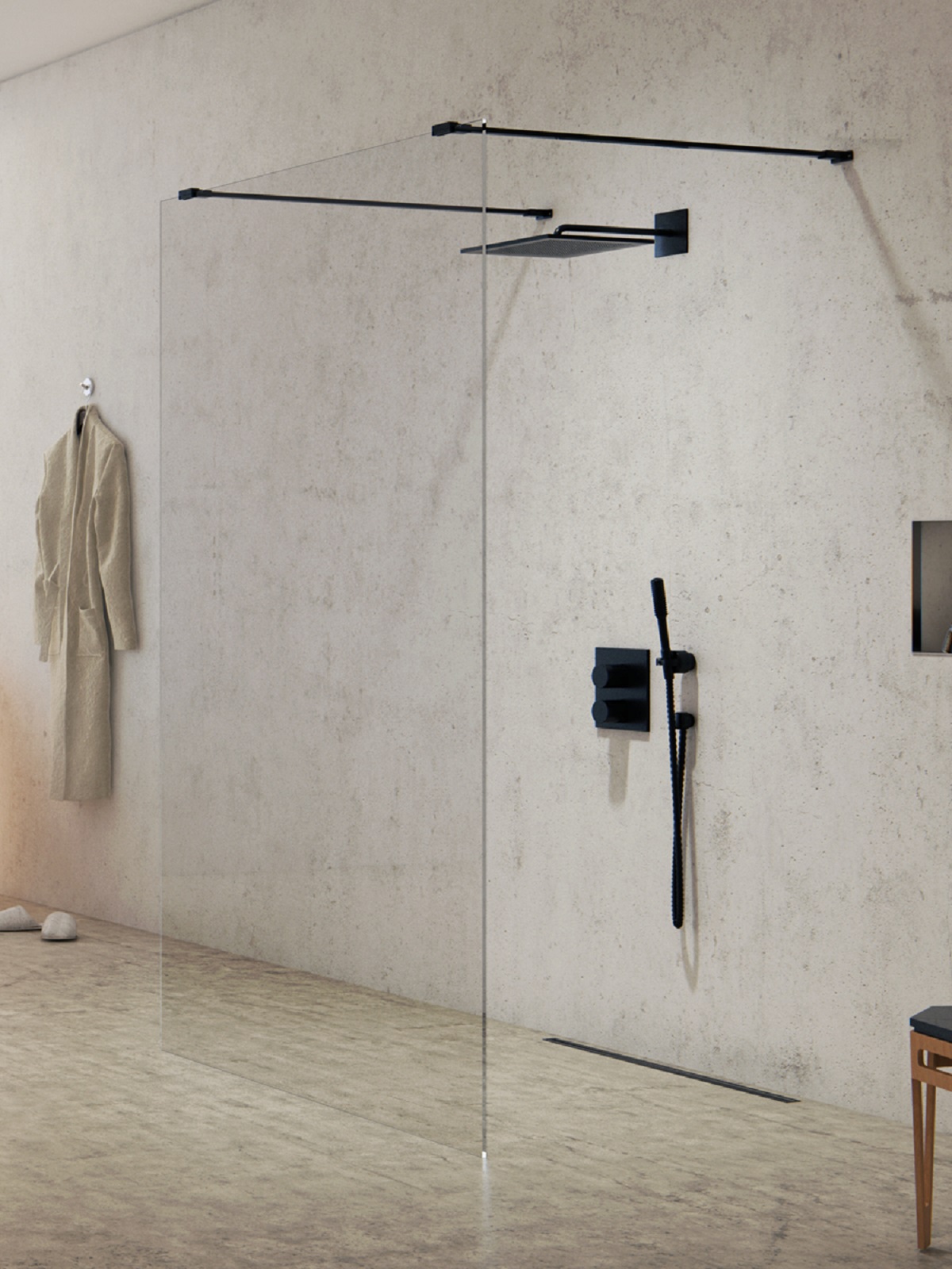New Trendy New Modus Black ścianka prysznicowa walk-in 130 cm czarny mat/szkło przezroczyste EXK-5604