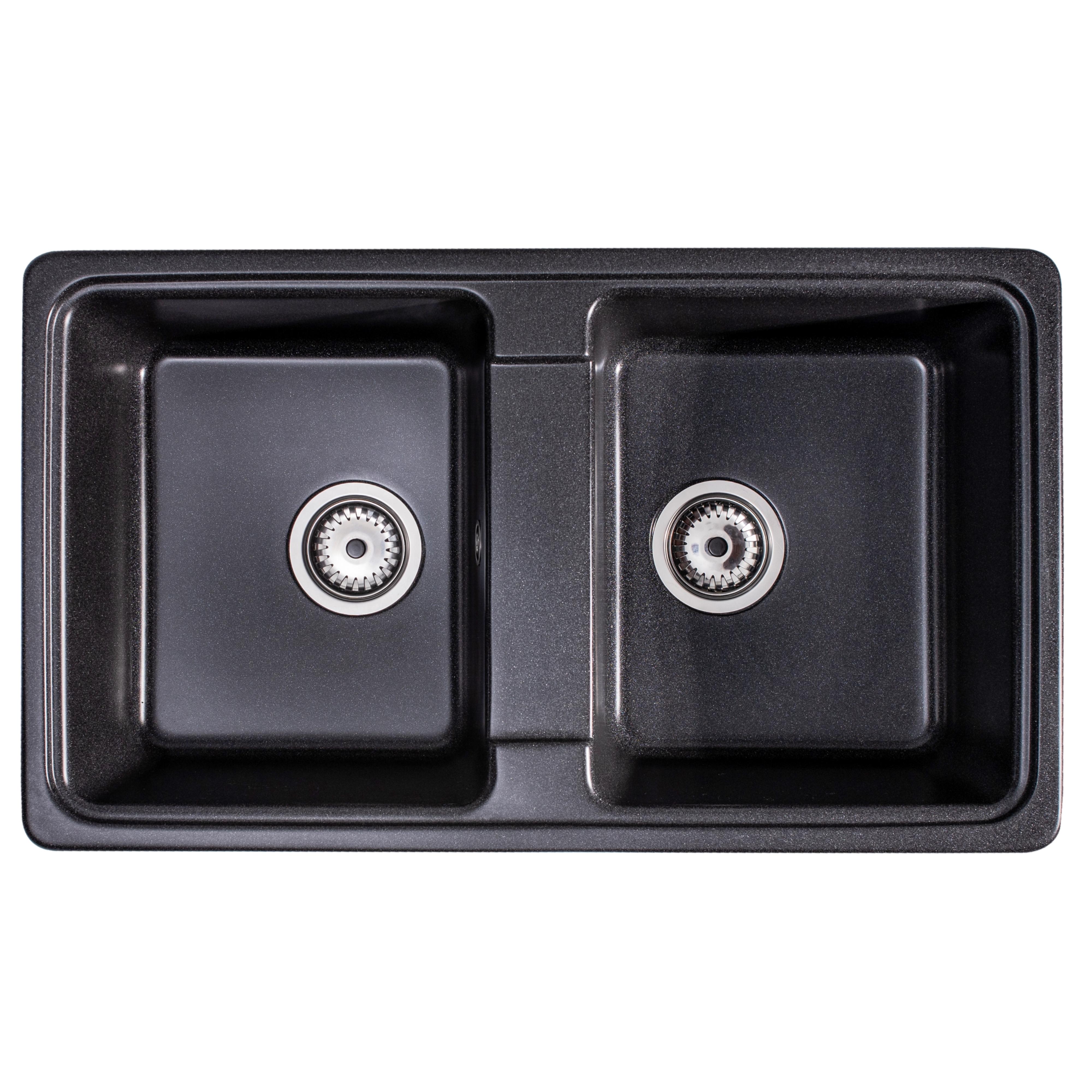 Sink Quality Sapphire Brocade zlewozmywak granitowy 79,5x46 cm czarny metalik SAP.B.2KBO.X - Wysyłka w 24h