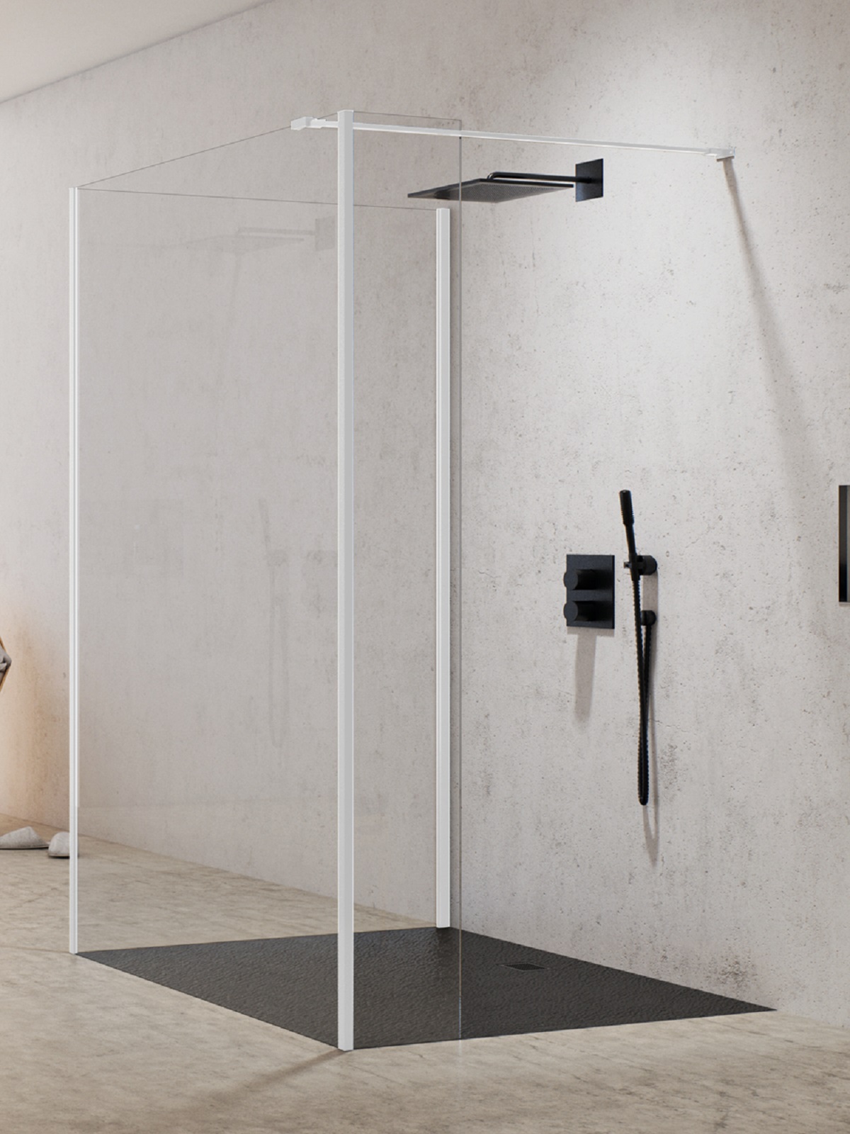 New Trendy New Modus White ścianka prysznicowa walk-in 80 cm biały mat/szkło przezroczyste EXK-2262