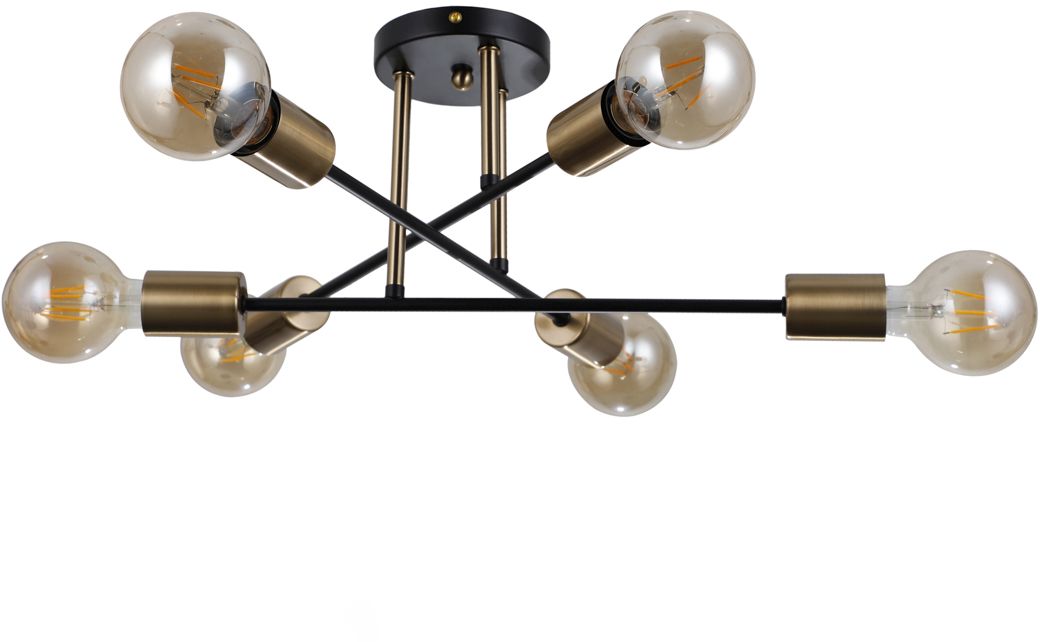 Italux Formio lampa wisząca 6x40 W czarny mat/miodowy mosiądz PND-4052-6-BL-HBR