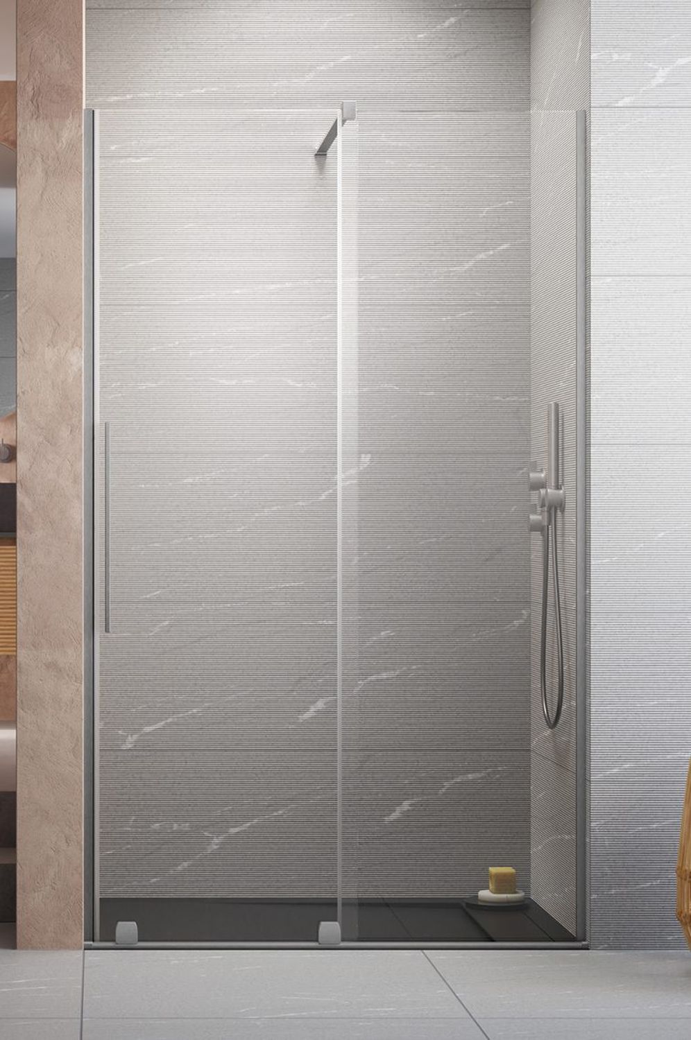 Radaway Furo Brushed Nickel DWJ drzwi prysznicowe 72,2 cm wnękowe prawe nikiel szczotkowany/szkło przezroczyste 10107722-91-01R