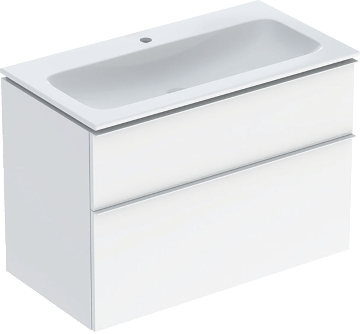 Geberit iCon Set Slim umywalka z szafką 90 cm zestaw meblowy KeraTect biały połysk/biały mat 502.333.01.1