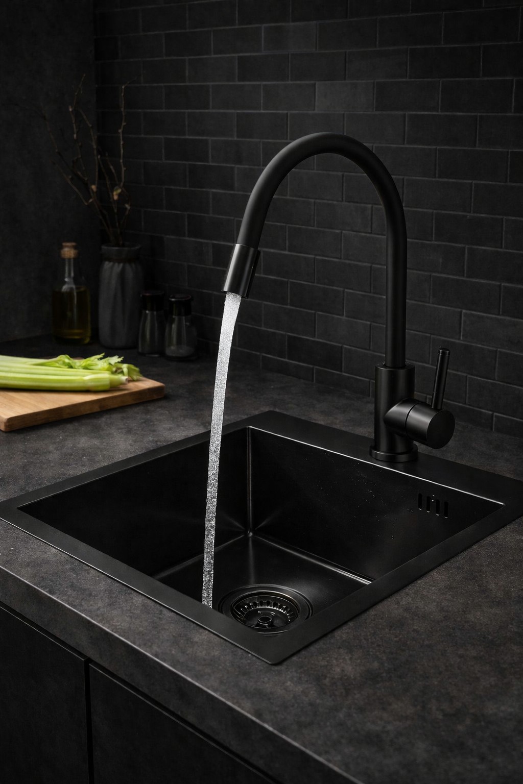 Ruvetti Look zlewozmywak stalowy 50x45 cm czarny 5003L_PVD_BL50_W - Wysyłka w 24h