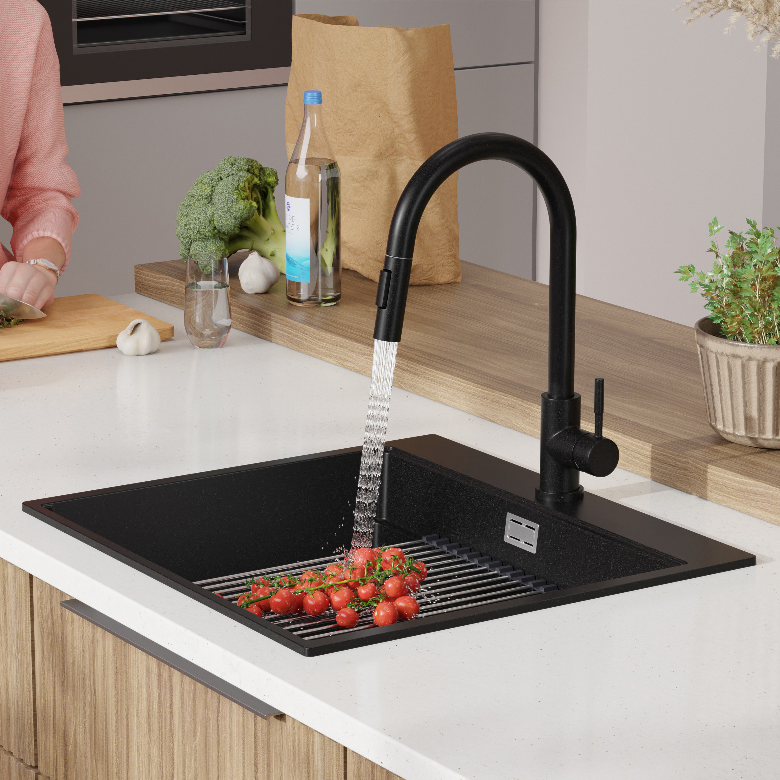 Primagran Oslo Step MAX 60 Multilevel zlewozmywak granitowy 58x53 cm czarny O_OOIKC-001 - Wysyłka w 24h