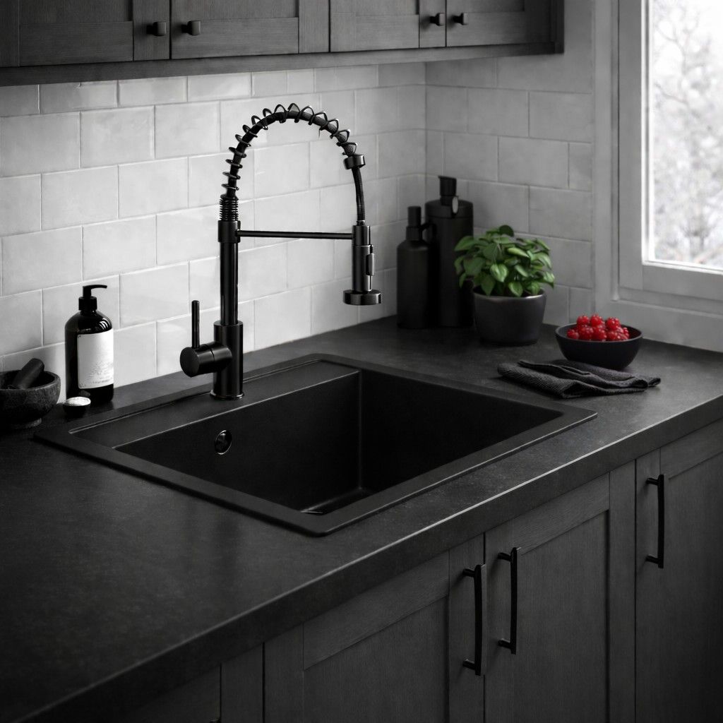 Ruvetti Ditto 60 zlewozmywak granitowy 56x51 cm czarny 3001D_FB60_W - Wysyłka w 24h
