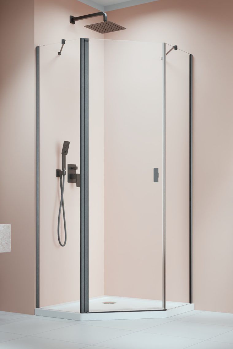Radaway NES 6 Brushed GunMetal PTJ komplet 2 ścianek prysznicowych do kabiny 90x90 cm gunmetal szczotkowany/szkło przezroczyste ...
