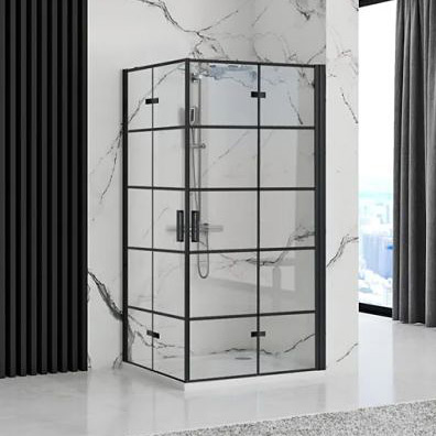 Rea Molier Black Double kabina prysznicowa 80x80 cm kwadratowa czarny półmat/szkło przezroczyste REA-K8537/REA-K8537