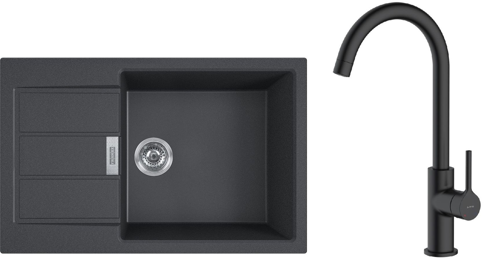 Zestaw Franke Sirius 20 S2D 611-78 XL zlewozmywak 78x50 cm z baterią kuchenną Oltens Skafta onyx/czarny mat (1430618577, 35206300)