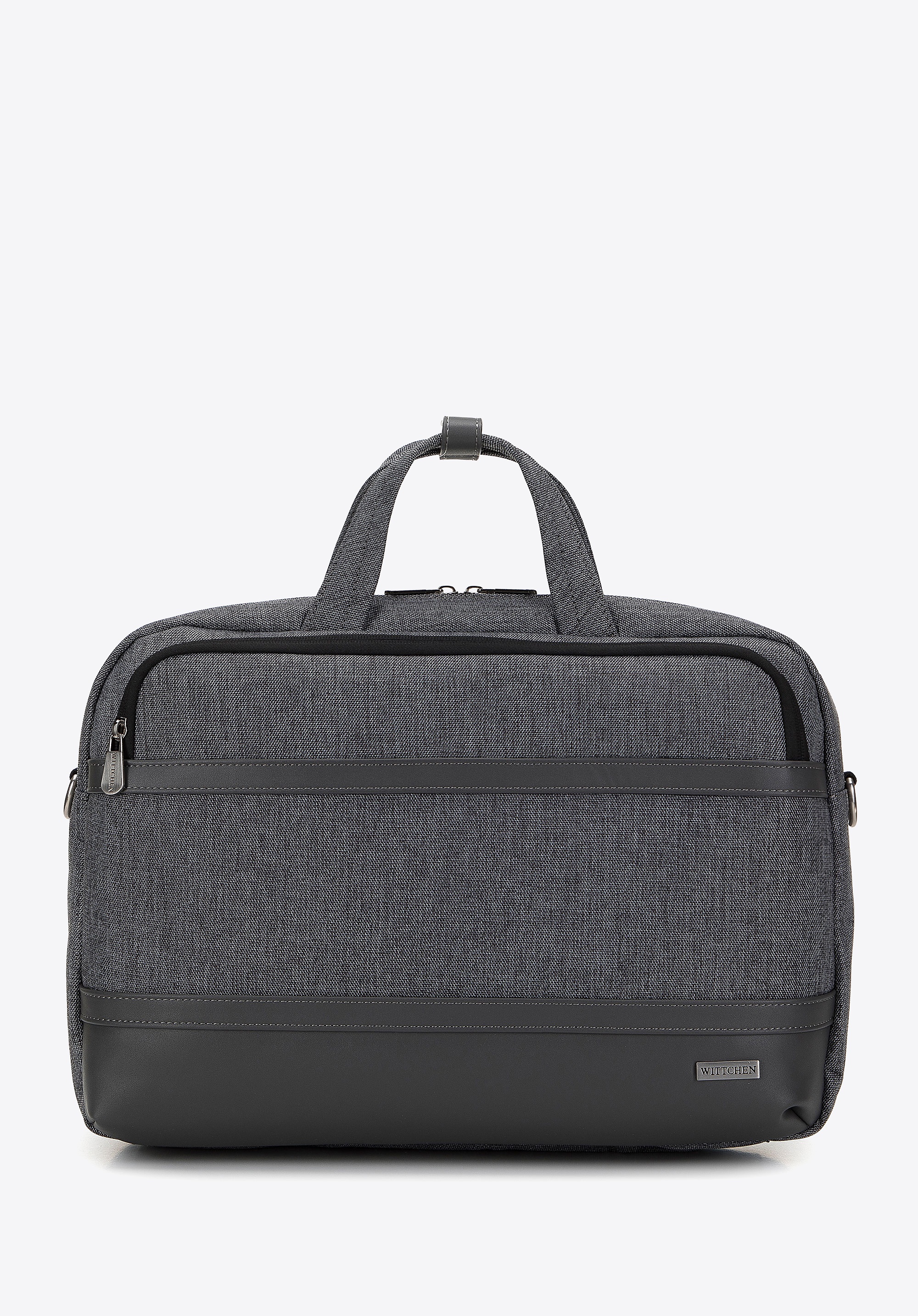 Męska torba na laptopa 15,6” z lamówką z ekoskóry szara