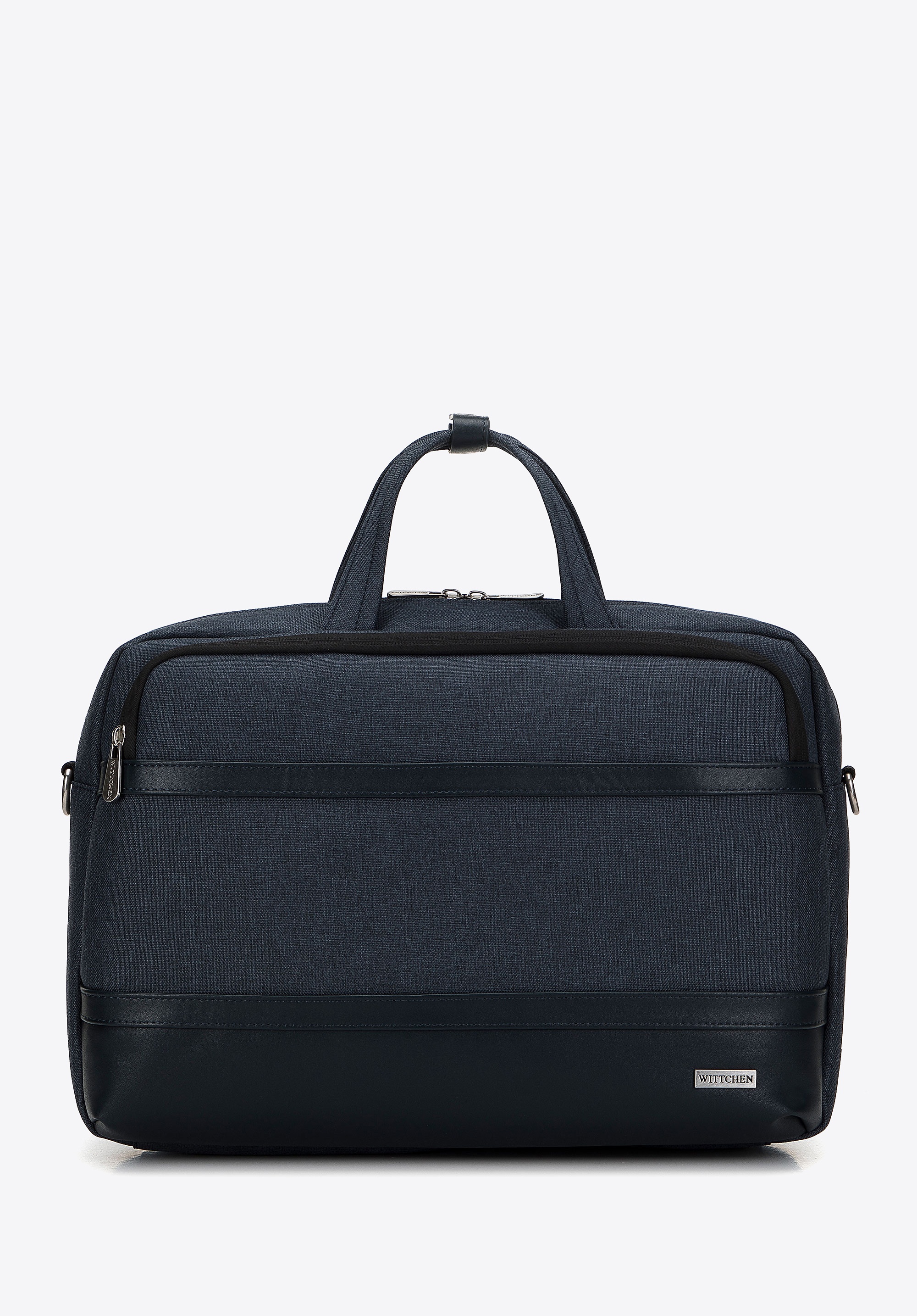 Męska torba na laptopa 15,6” z lamówką z ekoskóry granatowa