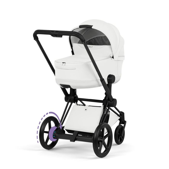Cybex e-Priam 5.0 Style - elektryczny wózek głęboko-spacerowy 2w1-Off White-Matt Black (with black leather)