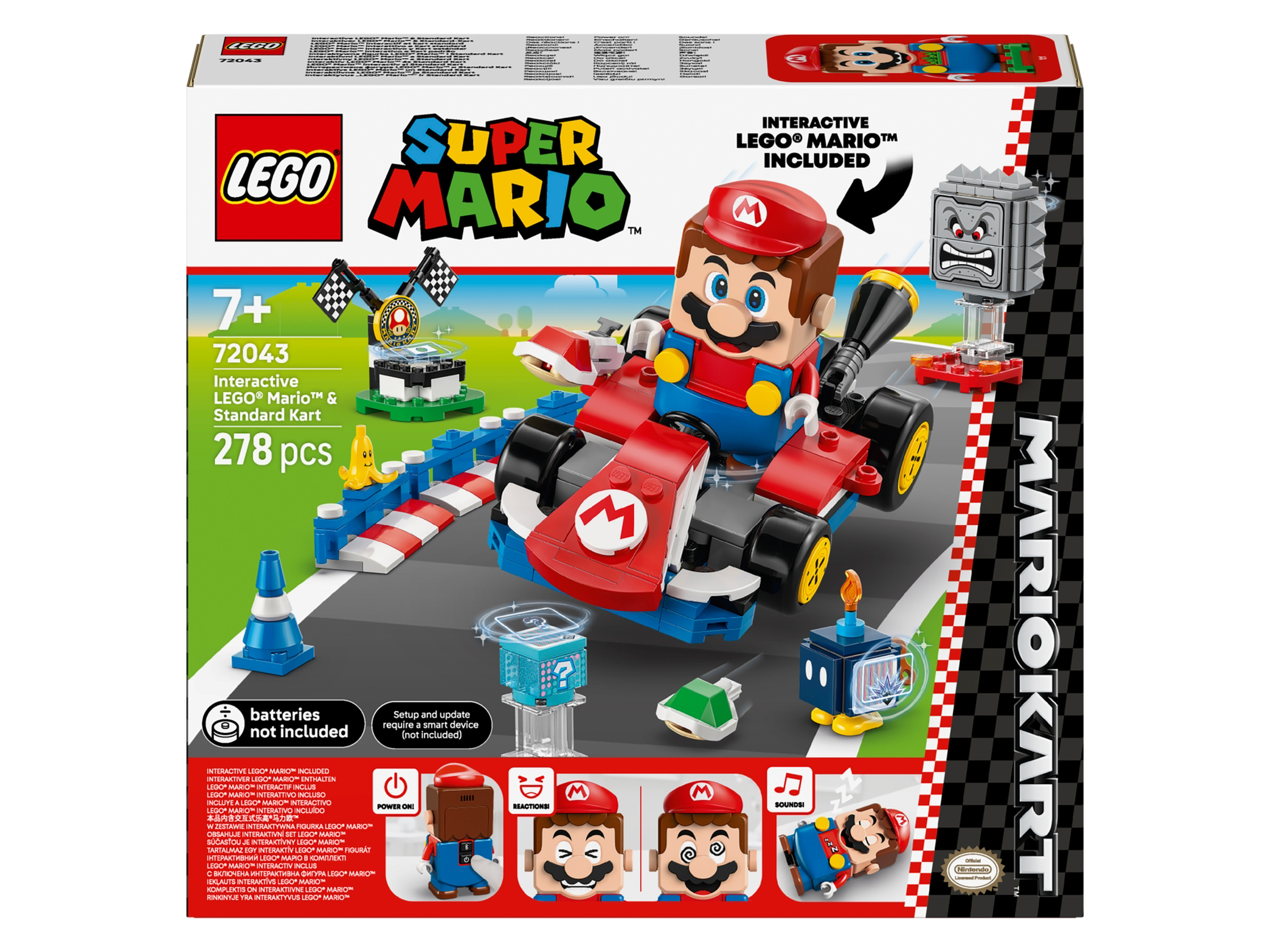 Lego Super Mario Zestaw klocków Lego 72043 Mario Kart — Interaktywna figurka Lego Mario i Standard Kart