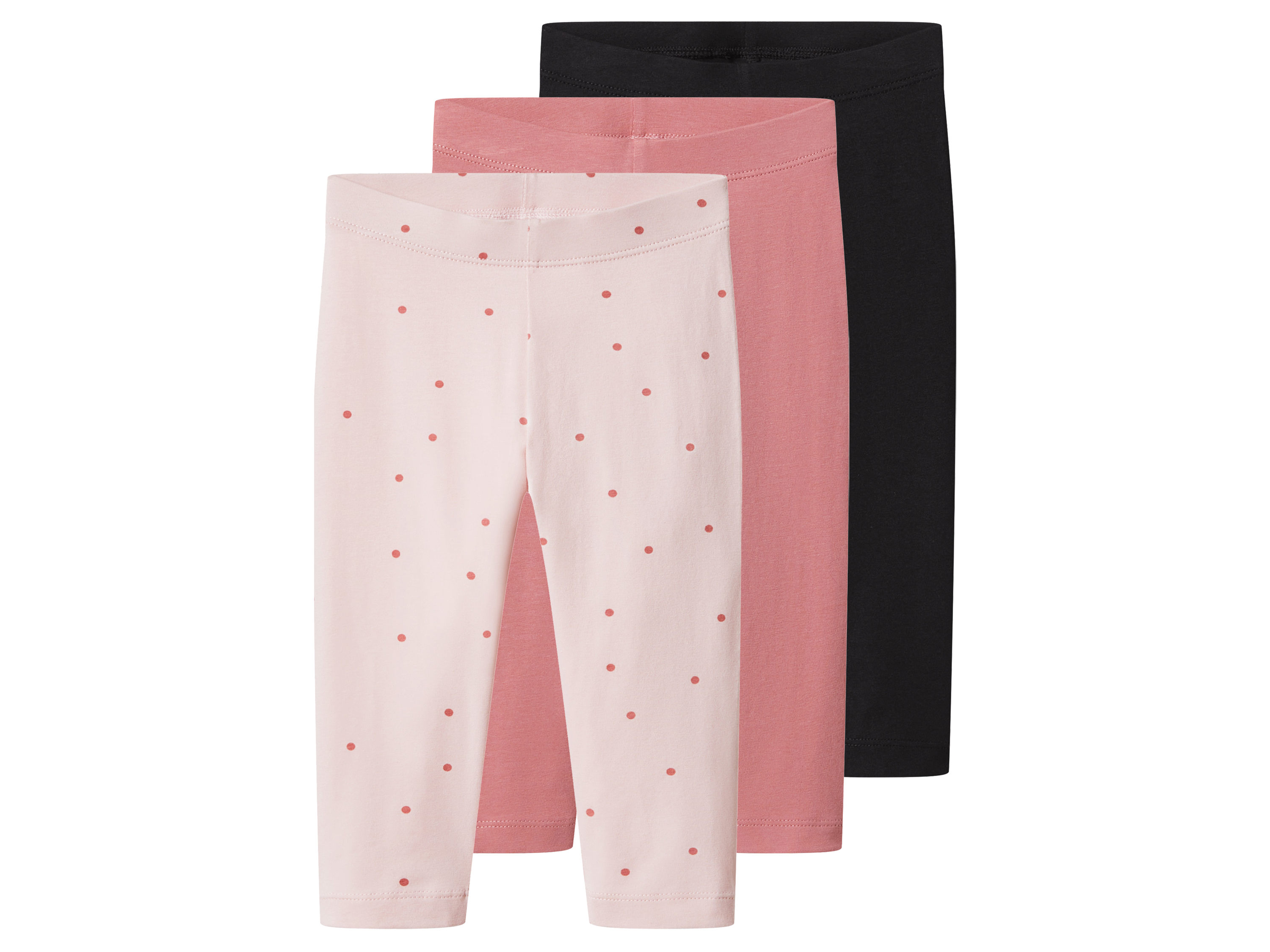lupilu Legginsy 3/4 dziecięce z bawełną, 3 pary różowy/różowy/czarny, 110/116