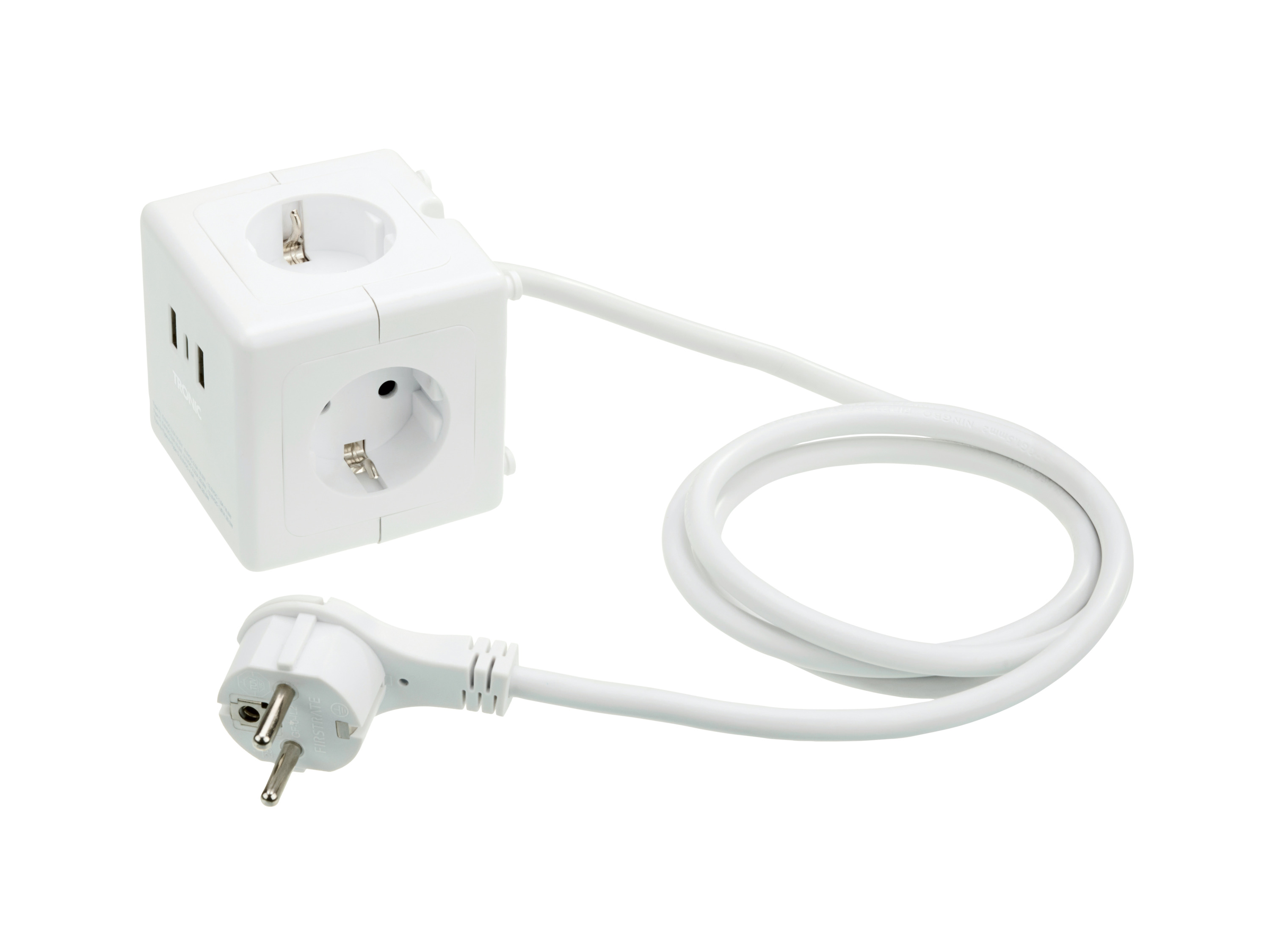 Tronic Przedłużacz kostka z portami USB Biały