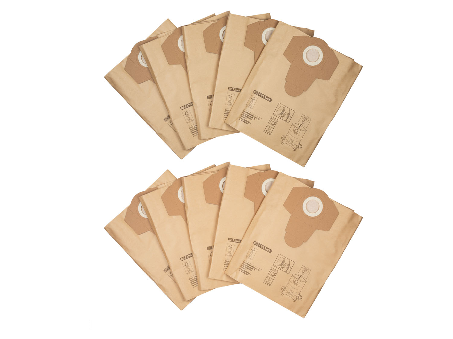 Parkside Worki do odkurzacza papierowe PFT 30 A1, 10 sztuk lub Worki fizelinowe Pvft 30 A1, 4 sztuki Worki papierowe, 10 sztuk