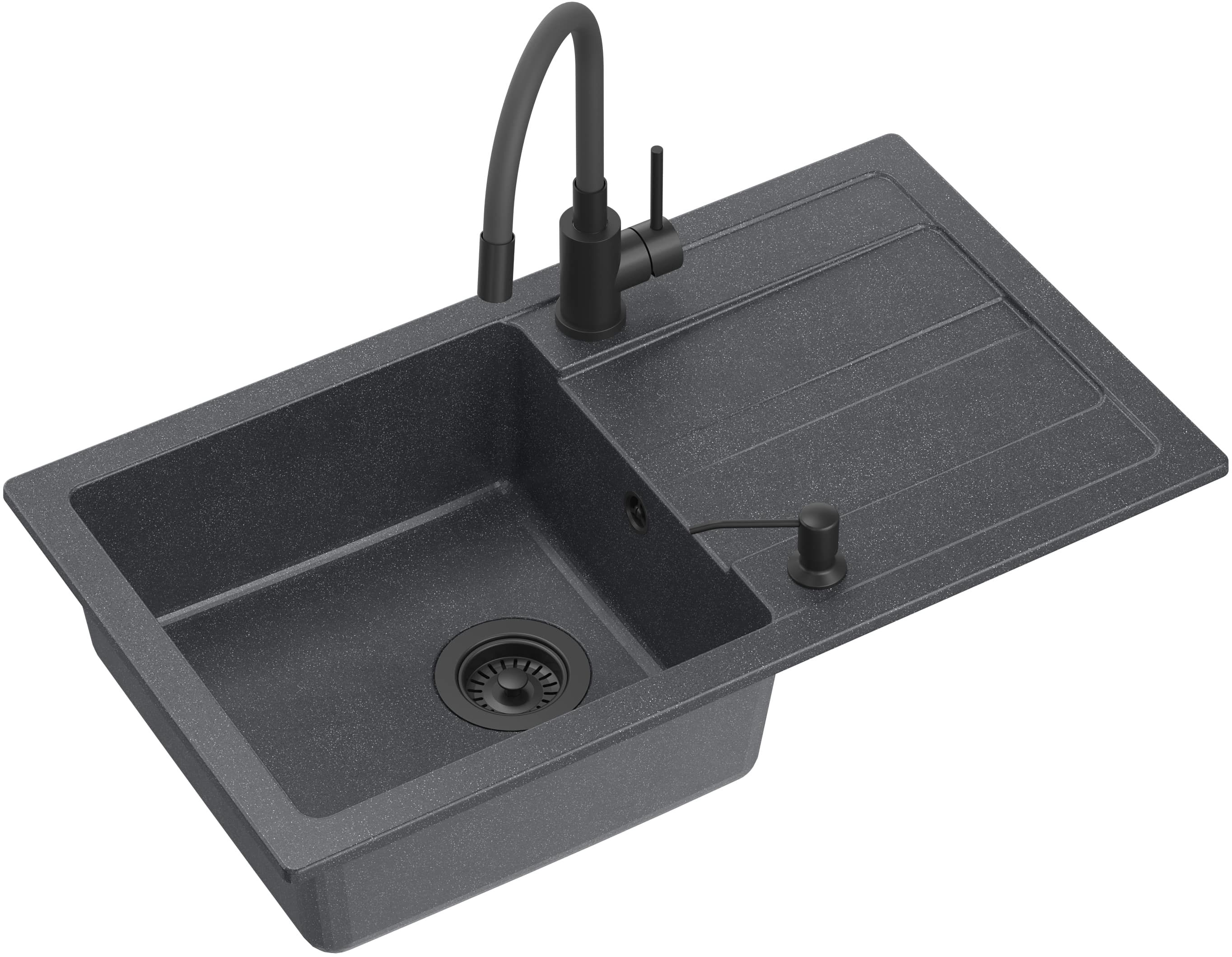 Darmowa Dostawa - Zlewozmywak z baterią czarny/czarny Quadron Ready Max LATQ7744RMBLM