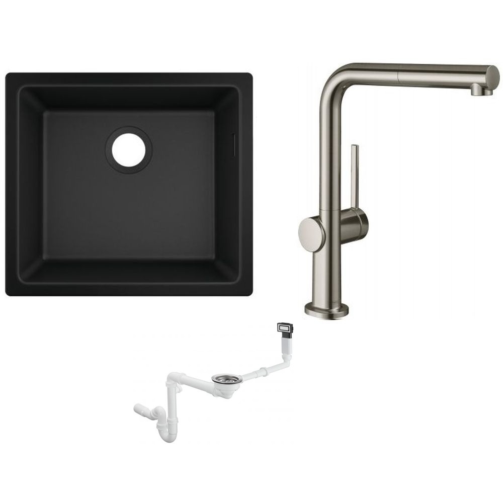 Darmowa Dostawa - Zlewozmywak z baterią czarny/stal Hansgrohe S 51 abset9405