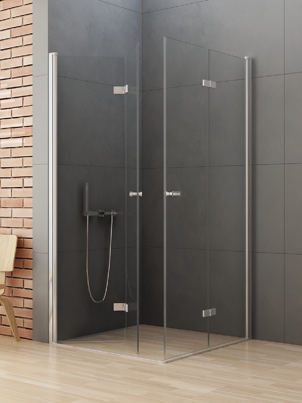 Darmowa Dostawa - Kabina prysznicowa 90x80 cm prostokątna chrom połysk/szkło przezroczyste New Trendy New Soleo D0148A/D0153A