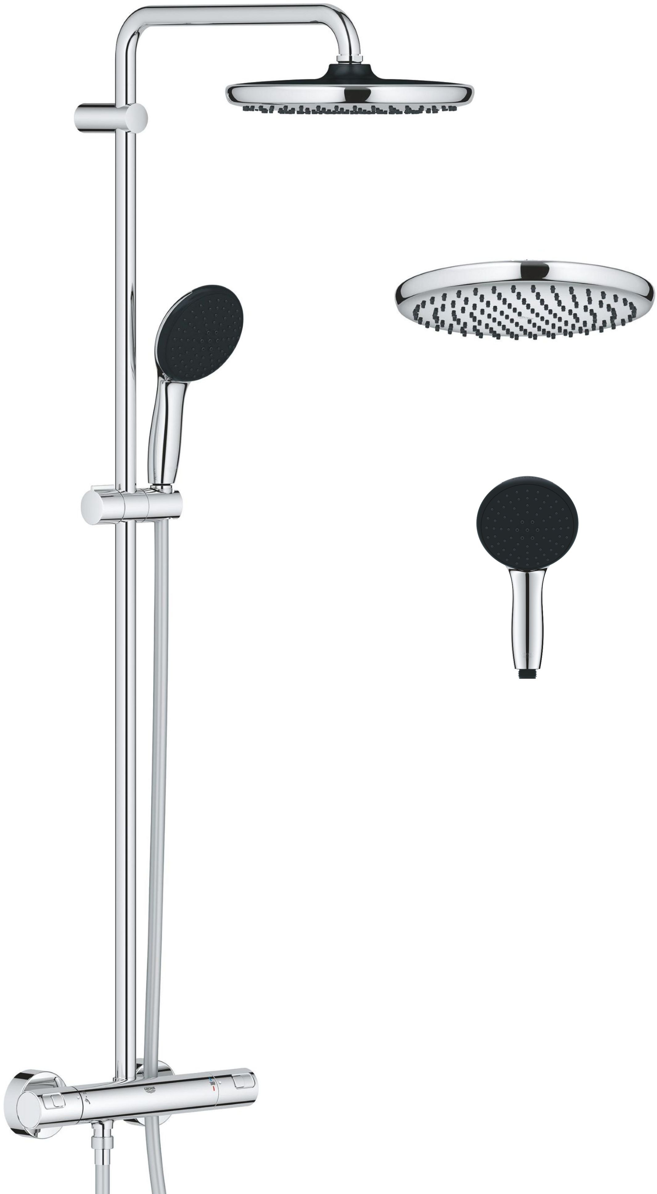 Darmowa Dostawa - Zestaw prysznicowy ścienny termostatyczny z deszczownicą starlight chrome Grohe Vitalio Start System 26677001