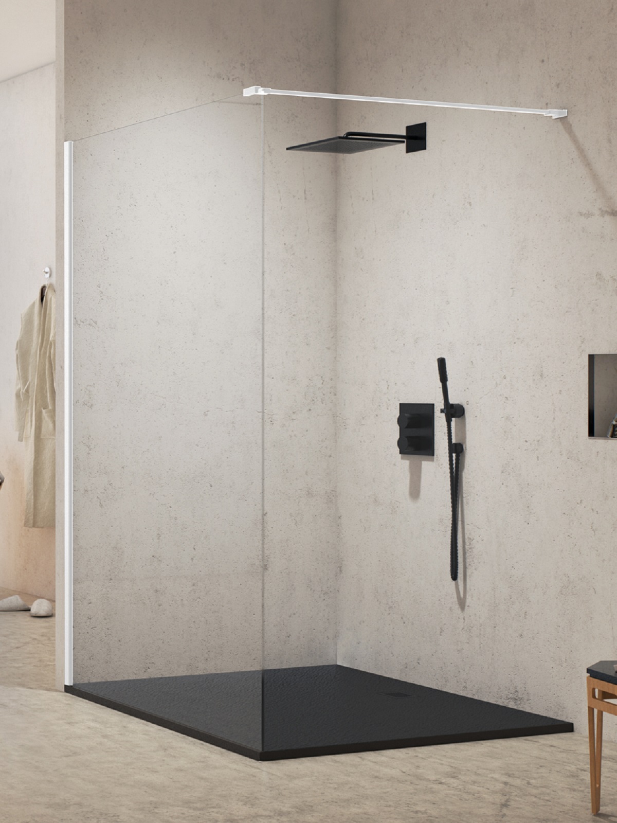 Darmowa Dostawa - Ścianka prysznicowa walk-in 140 cm biały mat/szkło przezroczyste New Trendy New Modus White EXK2208