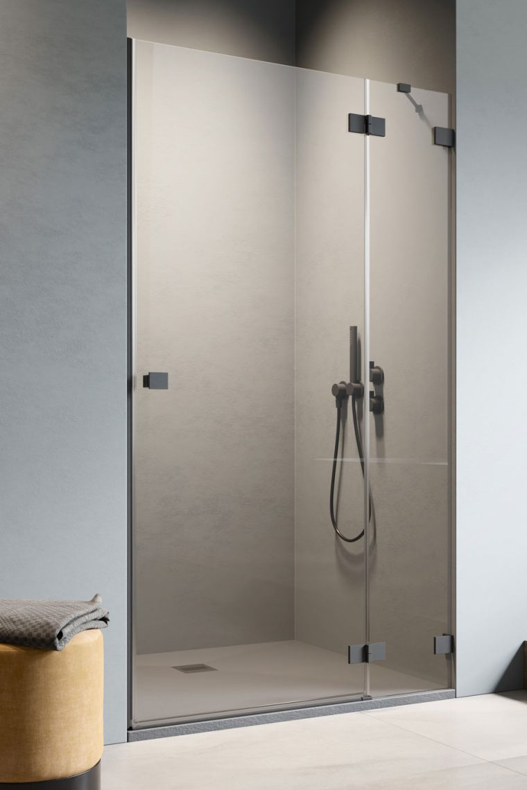 Darmowa Dostawa - Drzwi prysznicowe 110 cm uchylne czarny mat/szkło przezroczyste Radaway Essenza Pro Black DWJ 100991105401R