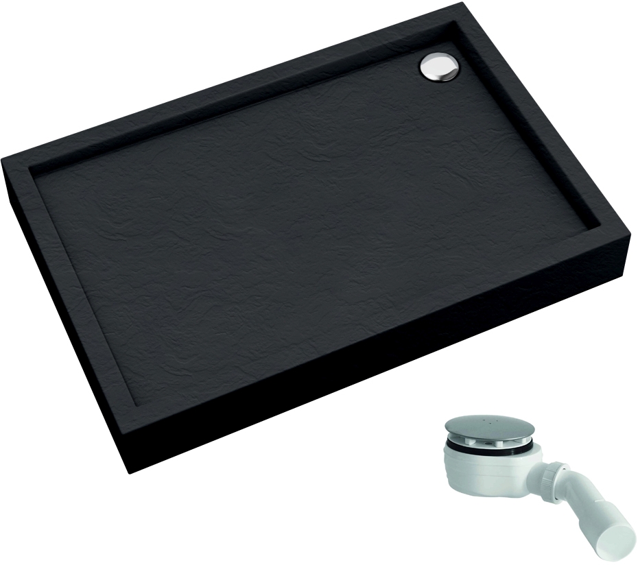 Darmowa Dostawa - Brodzik prostokątny z syfonem 120x90 cm czarny Schedline Favory Plus Black Stone 3STF1P90120CST