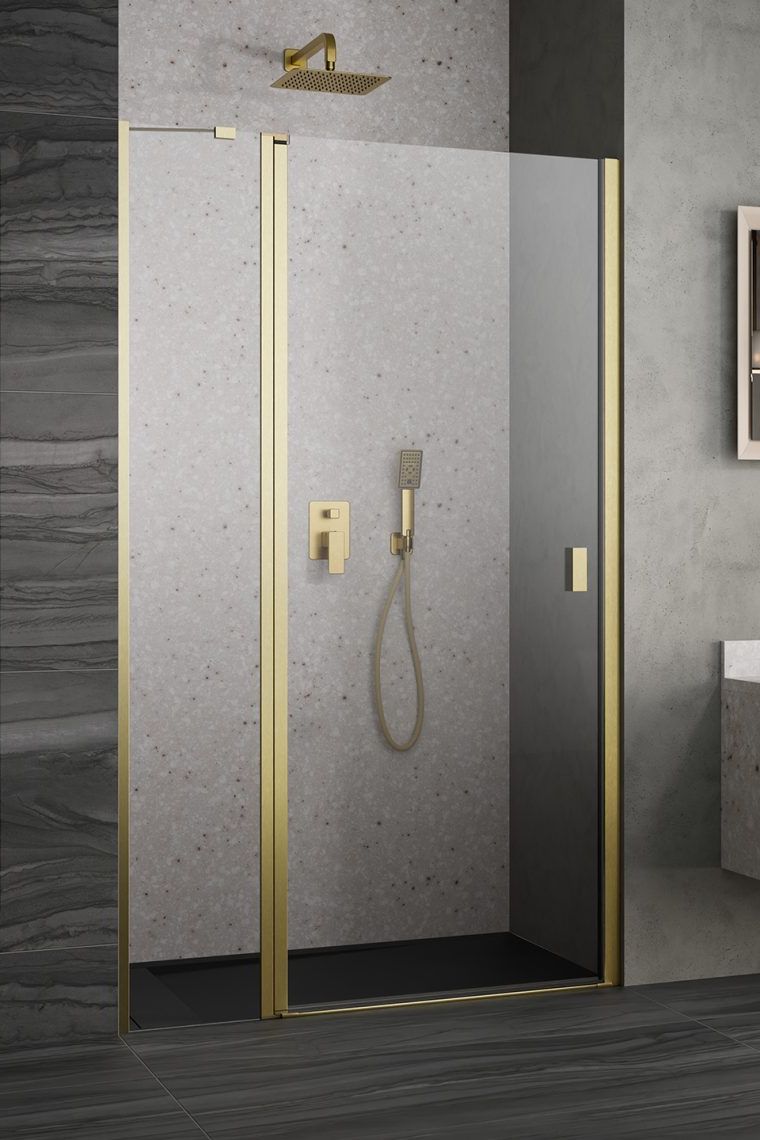 Darmowa Dostawa - Drzwi prysznicowe 90 cm uchylne Radaway Nes Brushed Gold DWJ II 100360909901L