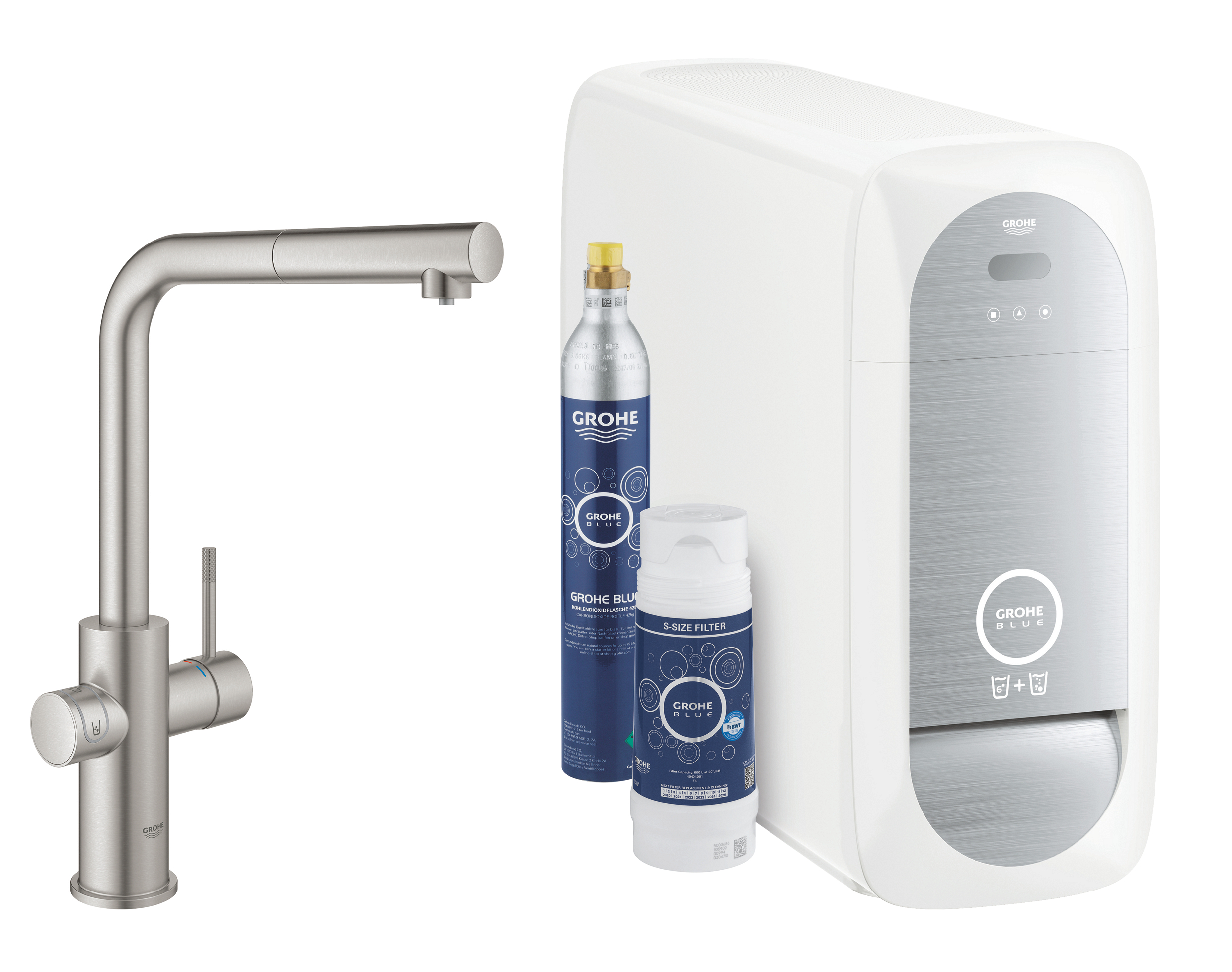 Darmowa Dostawa - Bateria kuchenna z filtrem stojąca supersteel Grohe Blue 31539DC0