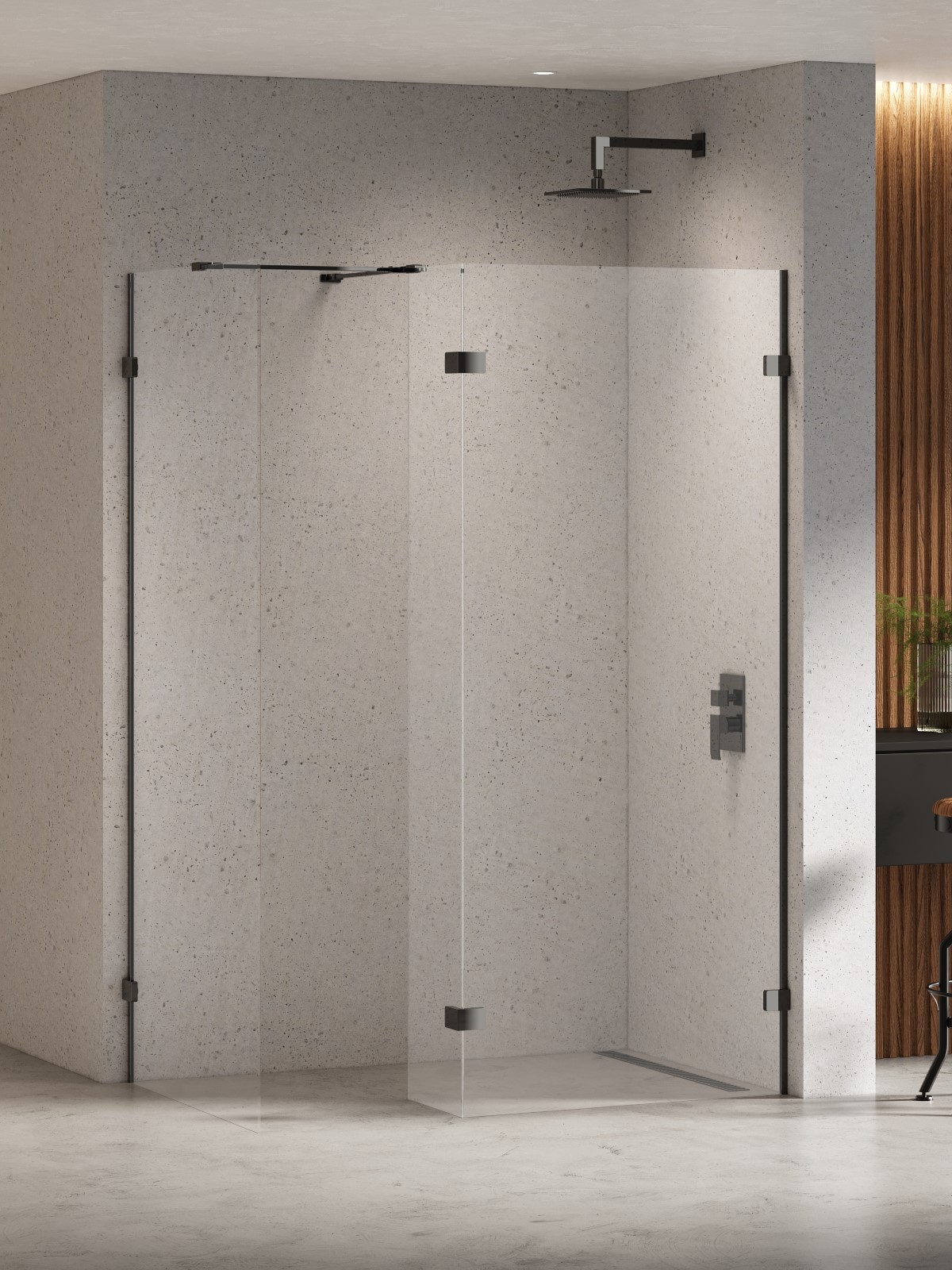Darmowa Dostawa - Ścianka prysznicowa walk-in 110 cm czarny połysk/szkło przezroczyste New Trendy Eventa Black Chrome EXK6331