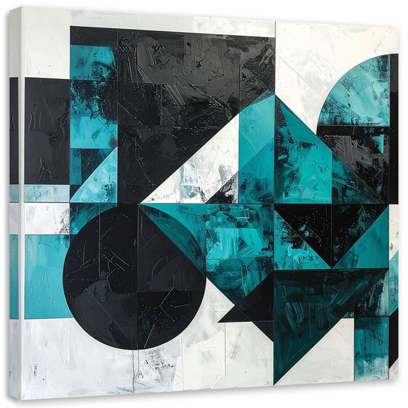 Obraz do salonu biura kuchni Feeby Abstrakcyjne koła kształty turkusowy czarny 60x60cm 1szt
