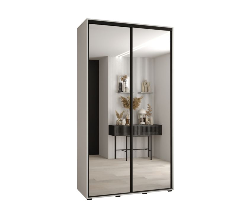 Szafa przesuwna Abiks DAVOS 2 wysoka szer.130cm gł.45cm biały/biały/czarny 1szt.