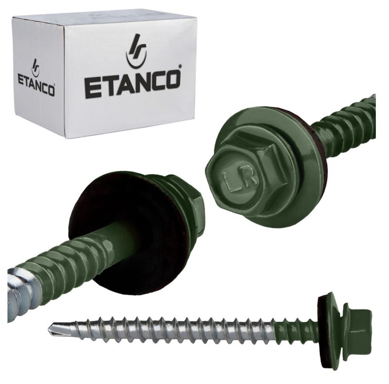 Wkręty farmerskie Etanco GTF2 Z14 4,8x60 mm RAL 6020 samowiercące 100szt