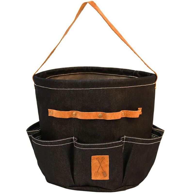 Torba na narzędzia ogrodnicze Esschert Design jeansowa skórzane detale 29,3x29,3x25 cm 1 szt.