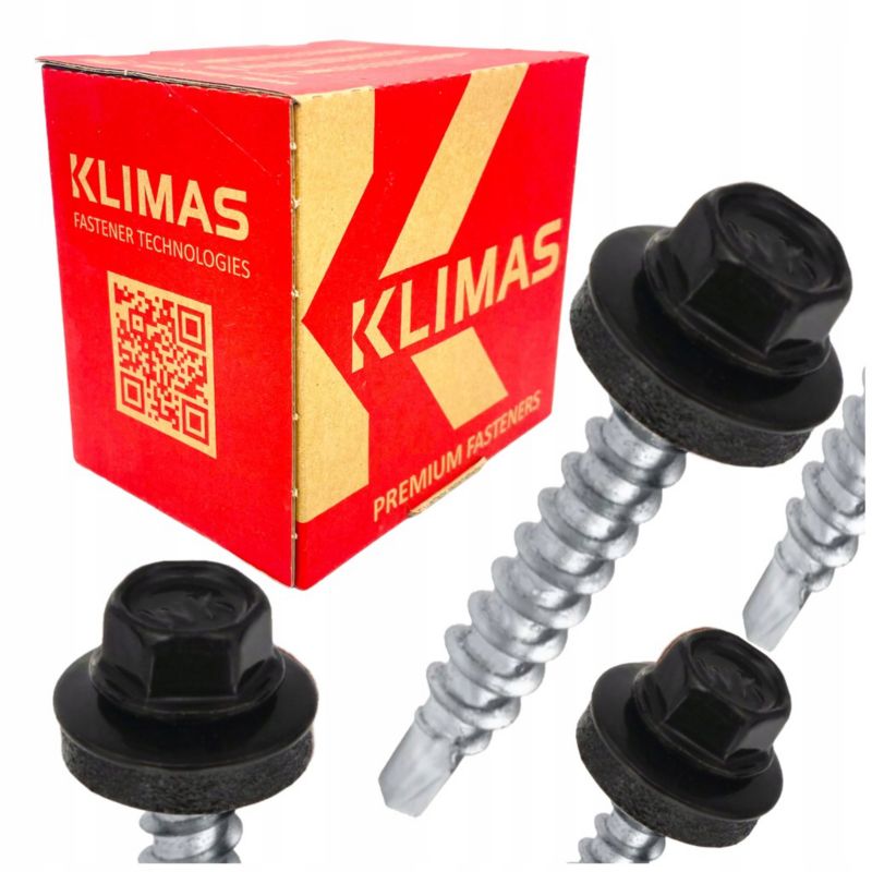Wkręty Klimas farmerskie RAL 9005 CZARNY 4,8x35 mm farmery DO BLACHY ocynk 250 szt.