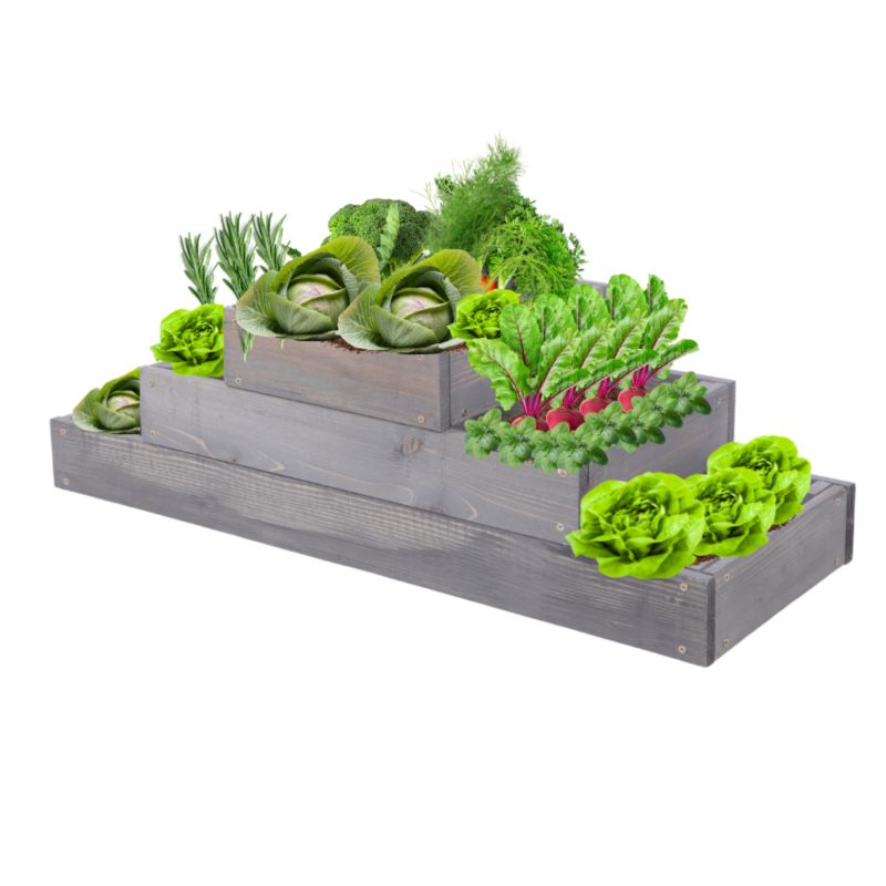 Grządka warzywna MODO24 regulowana inspekt 27x117x30 cm szare impregnowane drewno 1 szt