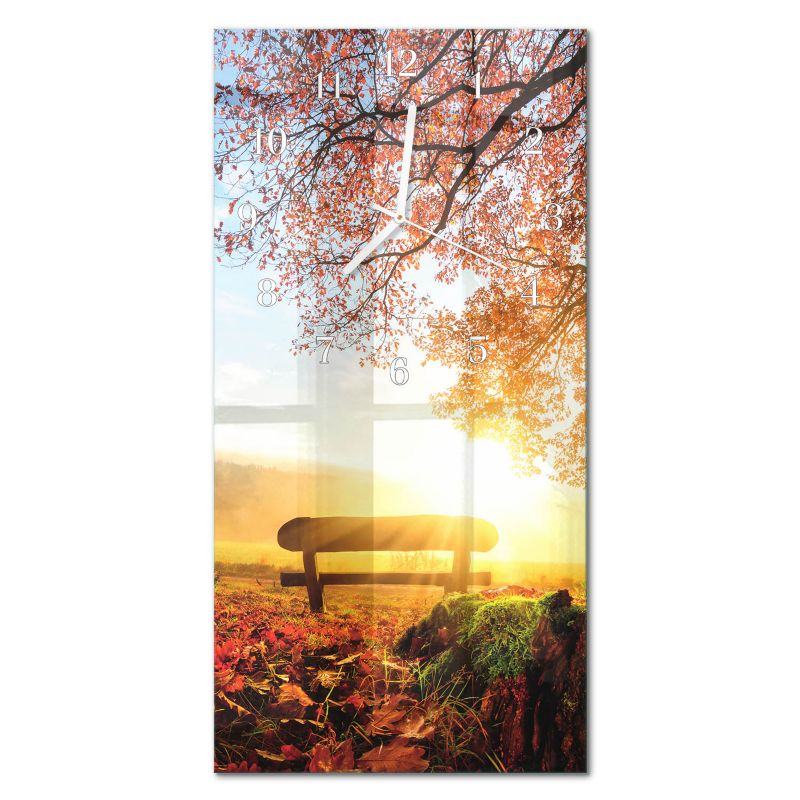 Designerski Zegar Ścienny Tulup 30x60 cm z Białymi Wskazówkami Ławka w Parku 1 szt.