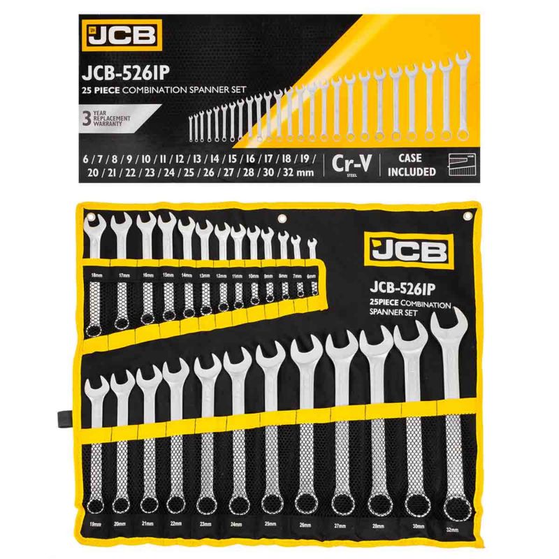 Zestaw klucze płasko oczkowe JCB płachta 25 sztuk 6-32 mm 1szt.