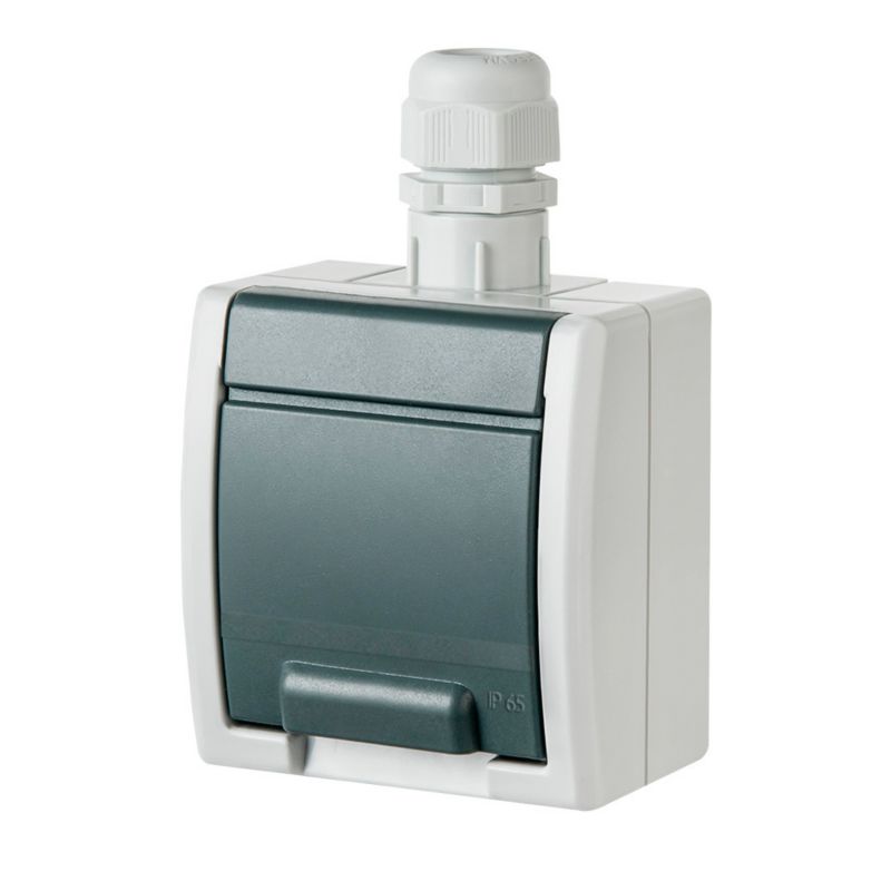 Gniazdo pojedyncze natynkowe hermetyczne szary IP65 AQUANT 1241-65 Elektro-Plast