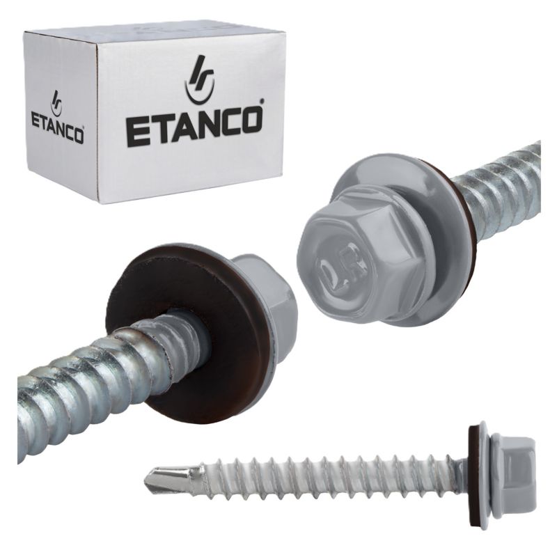 Wkręty farmerskie Etanco GTF HD Z16 6,4x50 mm RAL 9006 samowiercące 100szt